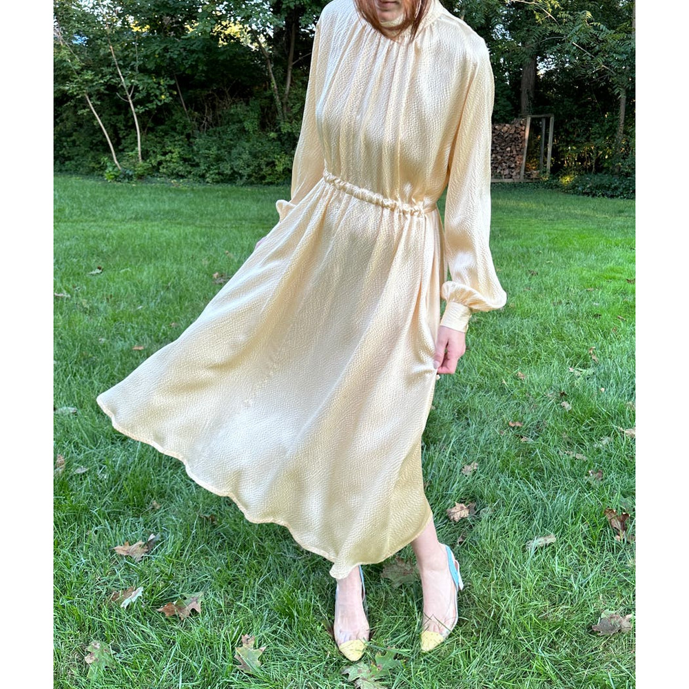 Rachel Comey Hammered Silk Hanley Maxi Dress Cream Adjustable Waist Size 0 BN - Picture 11 of 16